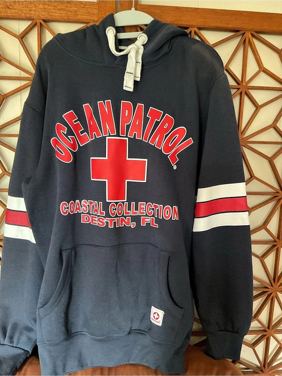 Ocean Patrol Tops - Ocean Patrol Coastal Collection Destin FL Hoodie Blue & Red Small